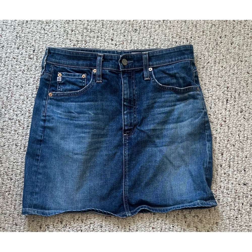 AG Adriano Goldschmied The Vera Denim Mini Skirt Medium Wash Blue Womens Size 29 - Picture 1 of 3